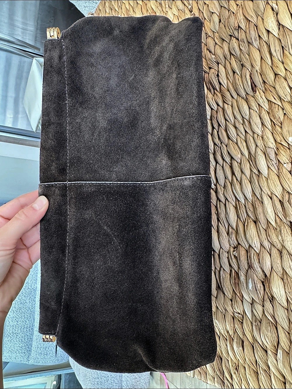 Mango Brown Clutch with Gold-Tone Hardware